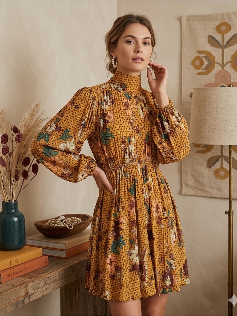 Ulla Johnson Wilhemina Mini Dress Amber Long Sleeve Turtleneck Small Nwt